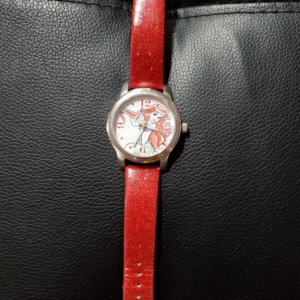 Disney Ariel red glitter band watch